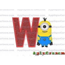 Kevin Despicable Me Applique Embroidery Design With Alphabet W
