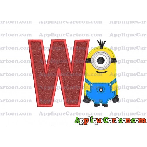 Kevin Despicable Me Applique Embroidery Design With Alphabet W
