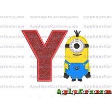 Kevin Despicable Me Applique Embroidery Design With Alphabet Y
