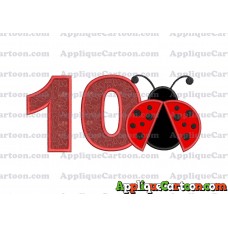 Ladybug Applique Embroidery Design Birthday Number 10