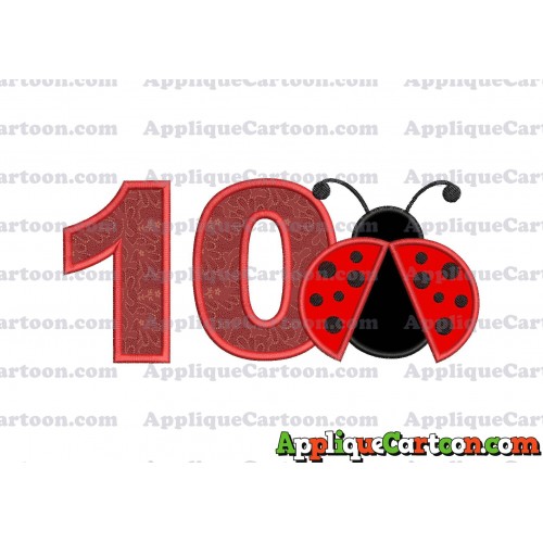Ladybug Applique Embroidery Design Birthday Number 10