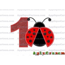 Ladybug Applique Embroidery Design Birthday Number 1