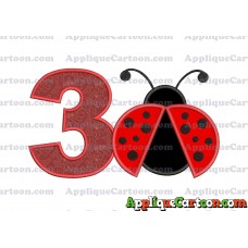 Ladybug Applique Embroidery Design Birthday Number 3