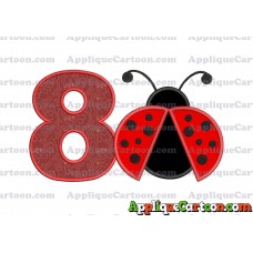 Ladybug Applique Embroidery Design Birthday Number 8