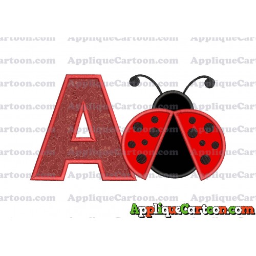 Ladybug Applique Embroidery Design With Alphabet A