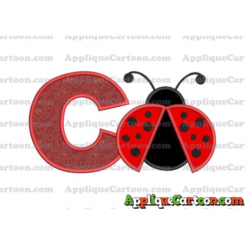 Ladybug Applique Embroidery Design With Alphabet C