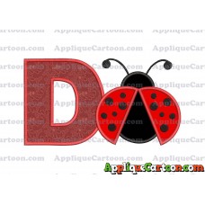 Ladybug Applique Embroidery Design With Alphabet D