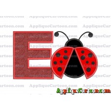 Ladybug Applique Embroidery Design With Alphabet E