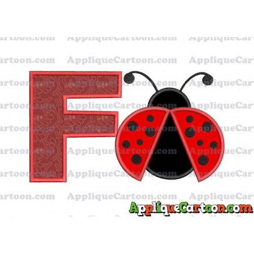 Ladybug Applique Embroidery Design With Alphabet F