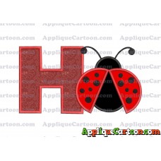 Ladybug Applique Embroidery Design With Alphabet H