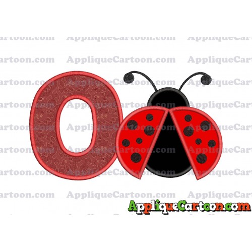 Ladybug Applique Embroidery Design With Alphabet O
