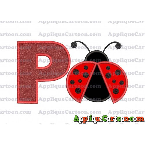 Ladybug Applique Embroidery Design With Alphabet P