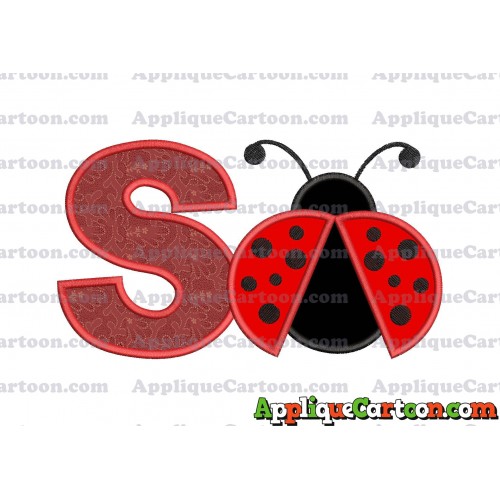 Ladybug Applique Embroidery Design With Alphabet S