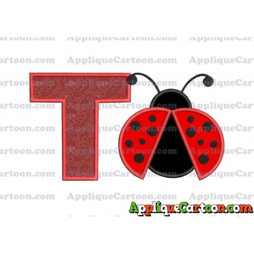 Ladybug Applique Embroidery Design With Alphabet T