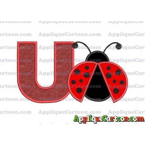 Ladybug Applique Embroidery Design With Alphabet U