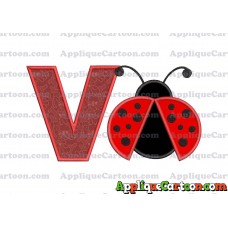 Ladybug Applique Embroidery Design With Alphabet V
