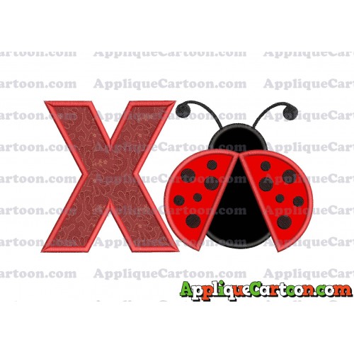 Ladybug Applique Embroidery Design With Alphabet X