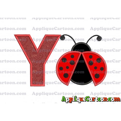 Ladybug Applique Embroidery Design With Alphabet Y