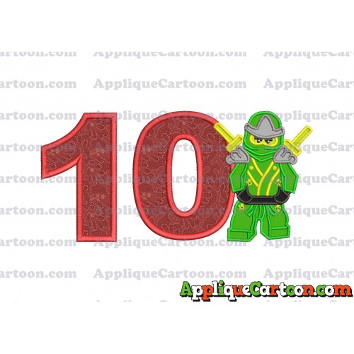 Lego Applique Embroidery Design Birthday Number 10