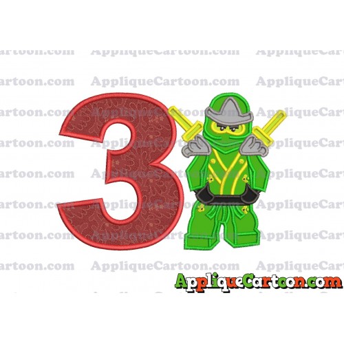 Lego Applique Embroidery Design Birthday Number 3