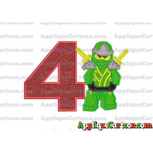 Lego Applique Embroidery Design Birthday Number 4