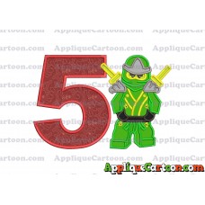 Lego Applique Embroidery Design Birthday Number 5