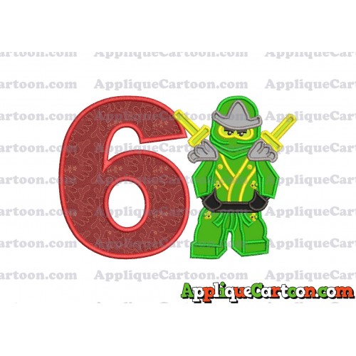 Lego Applique Embroidery Design Birthday Number 6