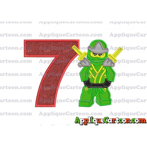 Lego Applique Embroidery Design Birthday Number 7