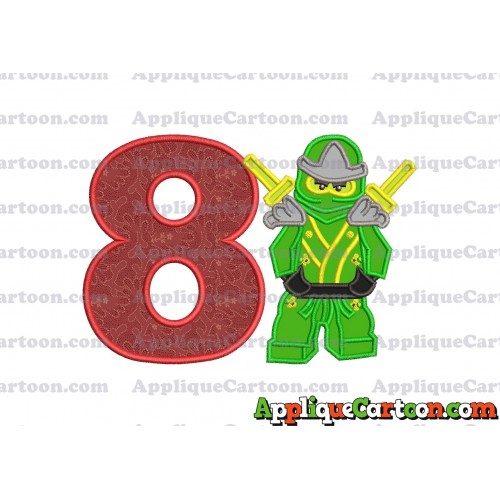 Lego Applique Embroidery Design Birthday Number 8