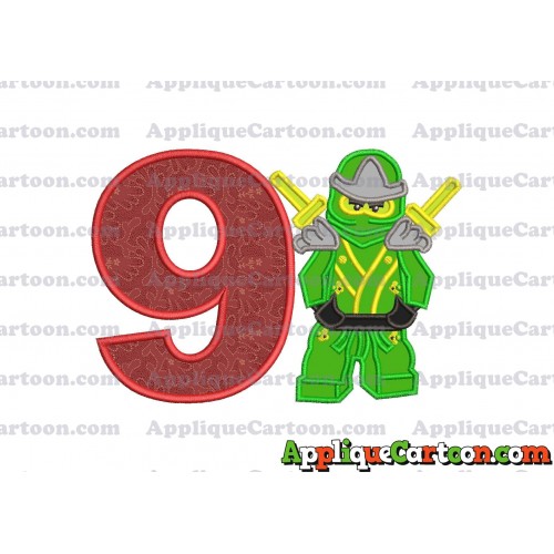 Lego Applique Embroidery Design Birthday Number 9