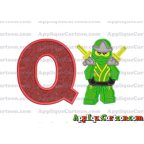 Lego Applique Embroidery Design With Alphabet Q