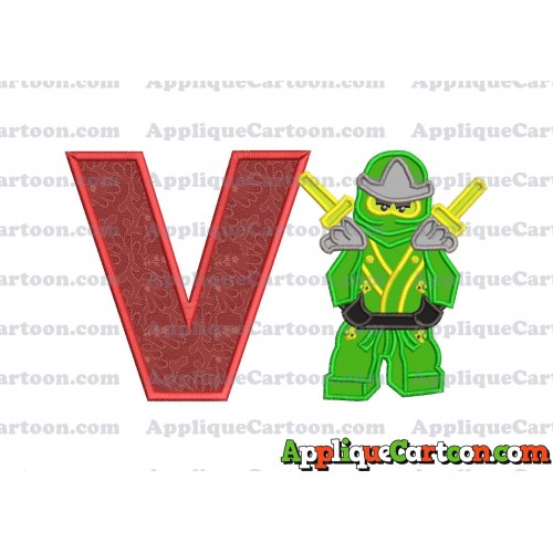 Lego Applique Embroidery Design With Alphabet V