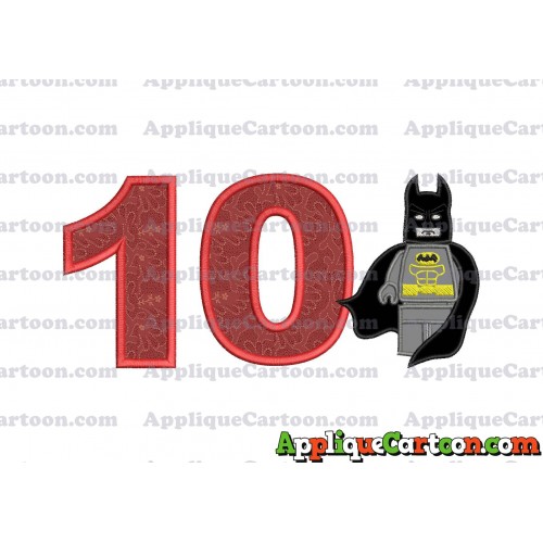 Lego Batman Applique Embroidery Design Birthday Number 10