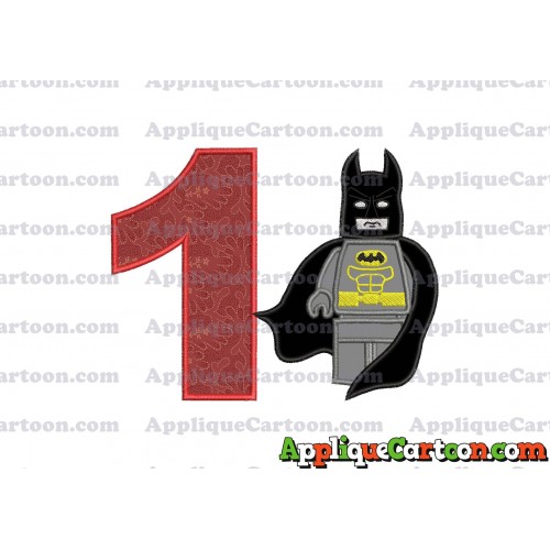 Lego Batman Applique Embroidery Design Birthday Number 1
