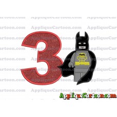 Lego Batman Applique Embroidery Design Birthday Number 3