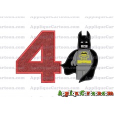 Lego Batman Applique Embroidery Design Birthday Number 4