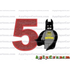 Lego Batman Applique Embroidery Design Birthday Number 5
