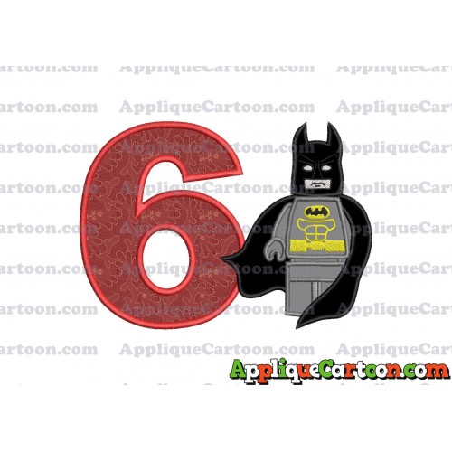Lego Batman Applique Embroidery Design Birthday Number 6