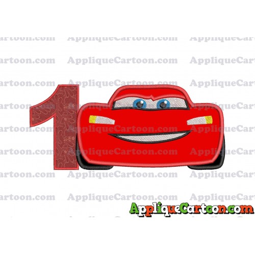 Lightning McQueen Cars Applique 01 Embroidery Design Birthday Number 1