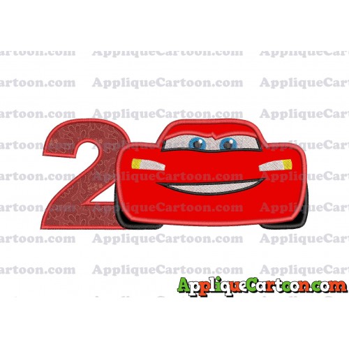 Lightning McQueen Cars Applique 01 Embroidery Design Birthday Number 2