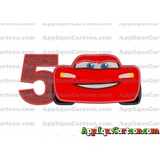Lightning McQueen Cars Applique 01 Embroidery Design Birthday Number 5