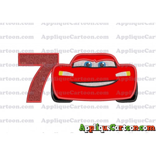 Lightning McQueen Cars Applique 01 Embroidery Design Birthday Number 7