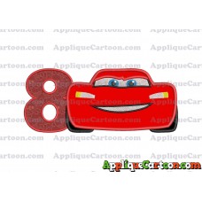 Lightning McQueen Cars Applique 01 Embroidery Design Birthday Number 8