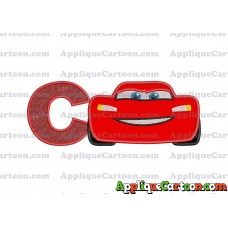 Lightning McQueen Cars Applique 01 Embroidery Design With Alphabet C