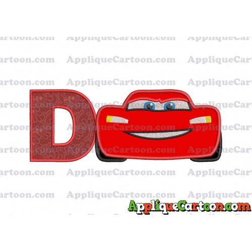 Lightning McQueen Cars Applique 01 Embroidery Design With Alphabet D