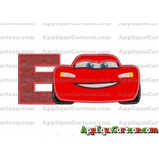 Lightning McQueen Cars Applique 01 Embroidery Design With Alphabet E