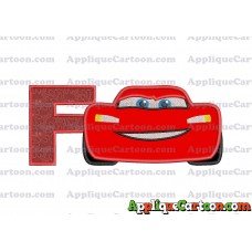 Lightning McQueen Cars Applique 01 Embroidery Design With Alphabet F