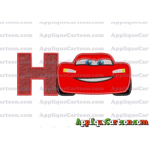 Lightning McQueen Cars Applique 01 Embroidery Design With Alphabet H