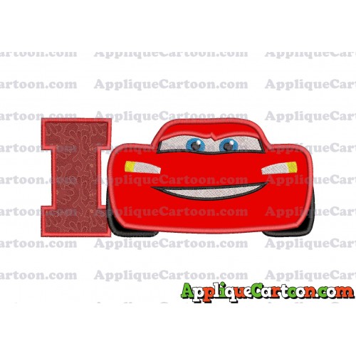 Lightning McQueen Cars Applique 01 Embroidery Design With Alphabet I