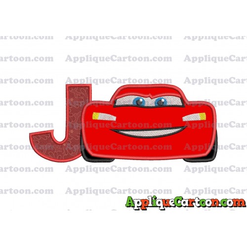 Lightning McQueen Cars Applique 01 Embroidery Design With Alphabet J